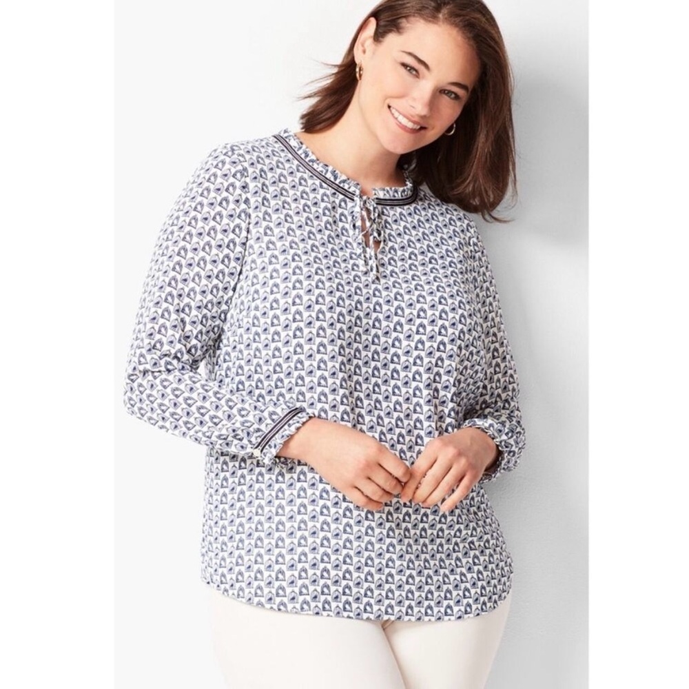 Talbots Birdcage Blouse Long Sleeve Small